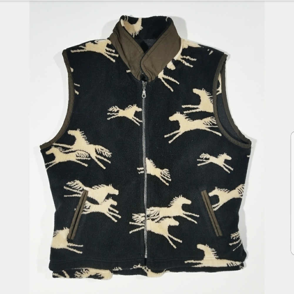 🚫 SOLD 🚫 VTG Horse Pony Wildlife Fleece Vest